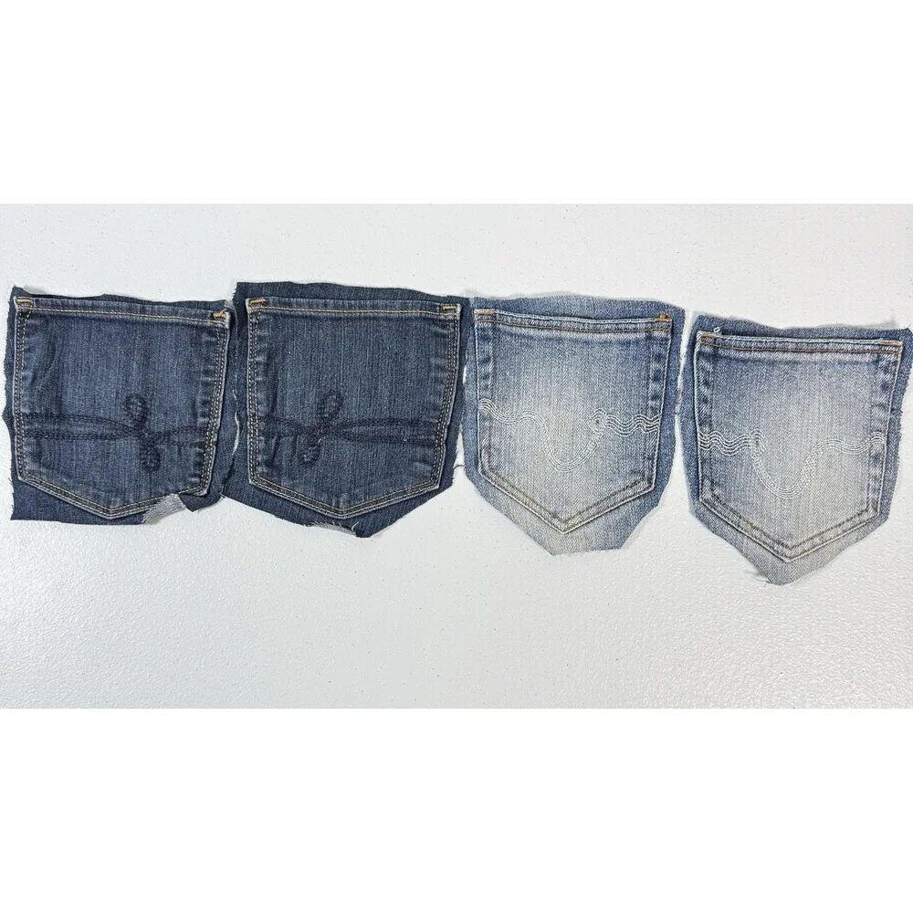 10 Denim Jean Back Pockets 5 Pairs Embossed Printed Embroidered Crafts Upcycle